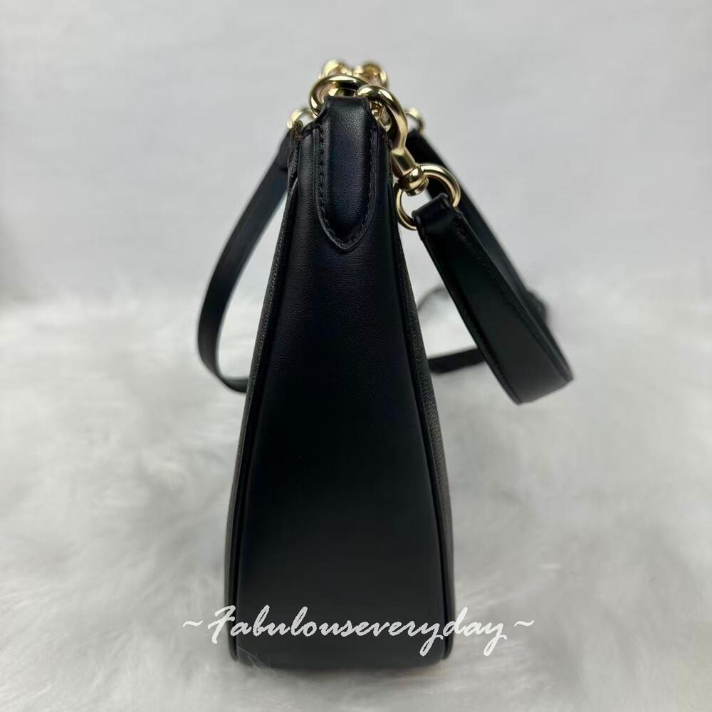 Coach Teri Hobo Bag Crossbody In Signature Canvas/Gold/Walnut/Black CV940 NWT - Picture 5 of 11